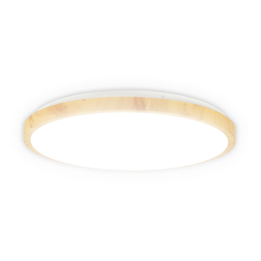Plafoniera Woody LED 45W 3CCT Erste - vedere frontala design modern alb cu aspect lemn 50cm