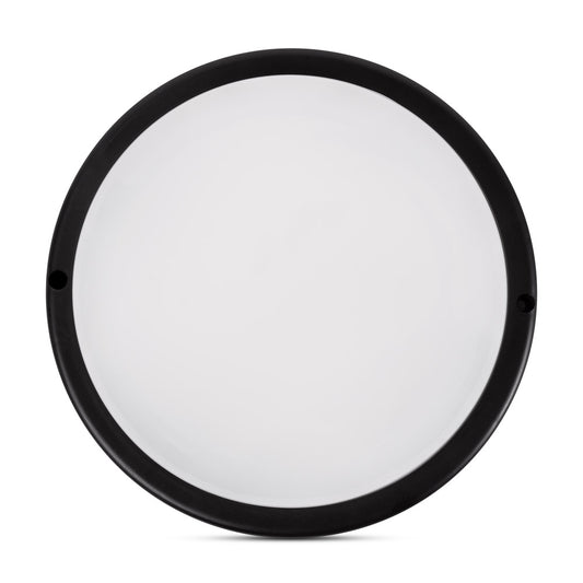 Corp iluminat LED rotund 12W 6400K Novelite - vedere frontala design circular compact negru IP65