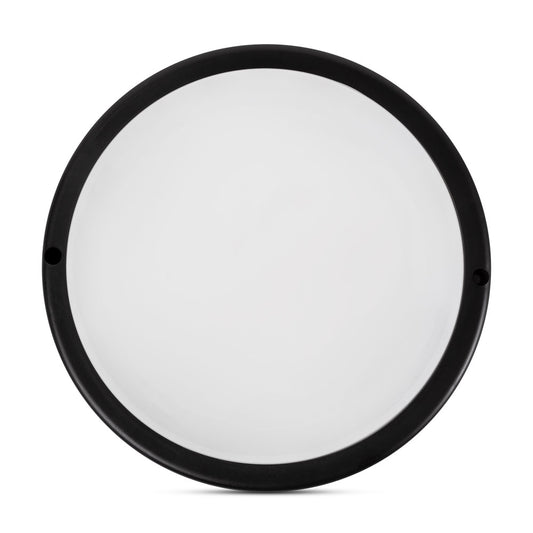 Corp iluminat LED rotund 18W 6400K Novelite - vedere frontala design circular compact negru IP65