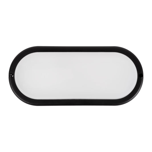 Corp iluminat LED oval 18W 6400K Novelite - vedere frontala design oval compact negru mat IP65