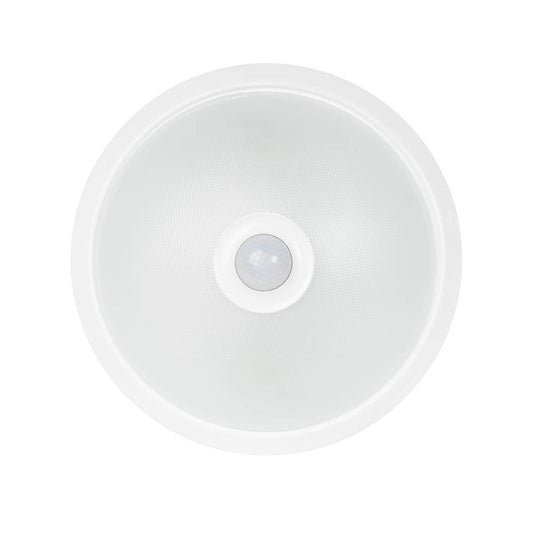 Plafoniera senzor PIR 2xE27 Erste - vedere frontala design alb minimalist