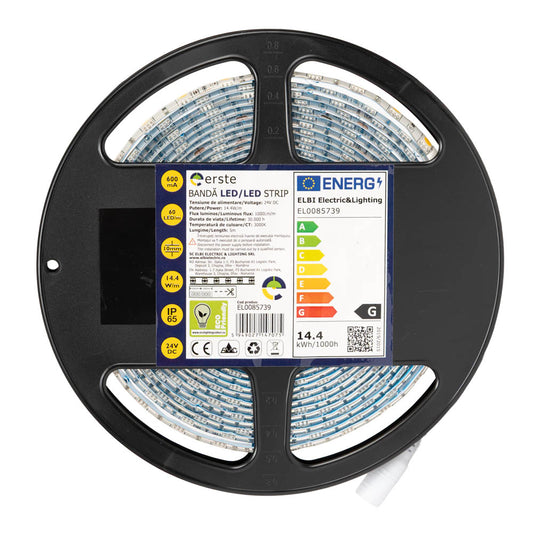Banda LED 24V Erste 14.4W/m 3000K - lumina calda pe profil aluminiu