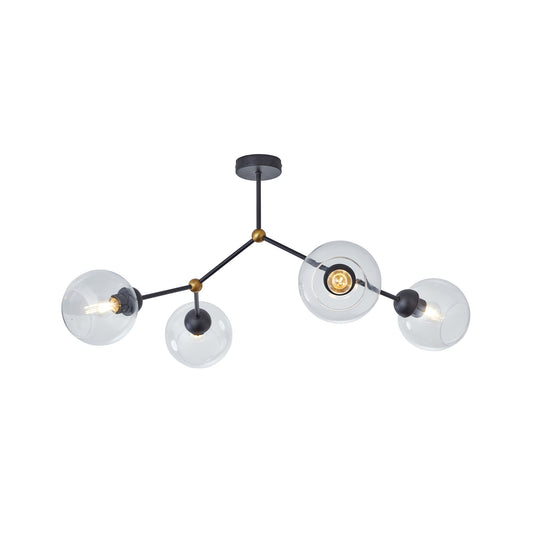 Candelabru Flavor 4 KL104008 transparent negru cupru, design urban, 4xE27, Klausen