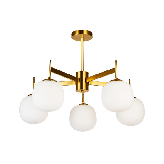 Lustra Impressive 5 KL105011 alama alb opal, design modern, 5xE27, Klausen