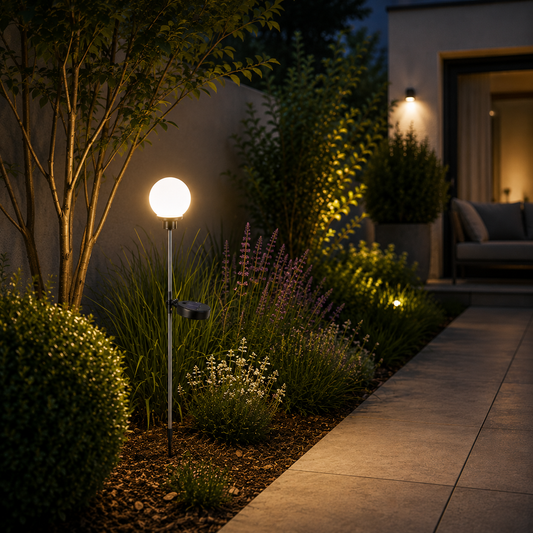 Lampa Solara LED Blanco Alb+Crom 10x10x84cm