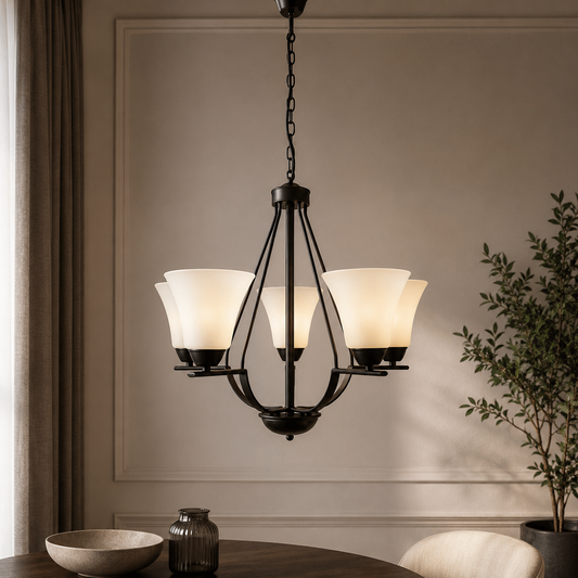 Lustra Midnight Negru+Alb 5xE27 40W