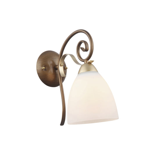 Aplică perete Nobile AP1 KL6399 metal auriu bronz sticlă albă, design clasic Elegance, 1xE27, Klausen