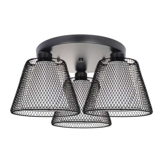 Plafoniera rotunda Klausen NOVOS PL3 R KL100105 negru metal textil 3xE27 design modern iluminat interior