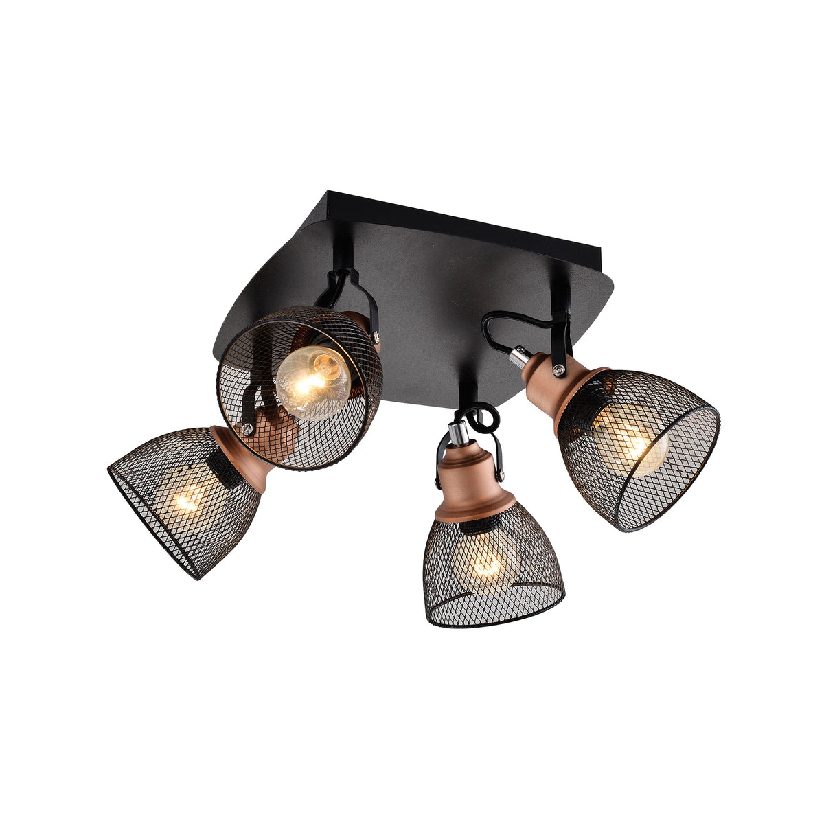 Plafoniera URBAN 4 Klausen 4xE14 negru cupru antic metal design industrial iluminat interior