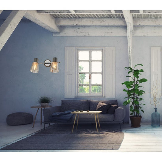 Aplică BERG 2, LY-3500, 2xE27, ambra, crom, gri - eVoltaSmart