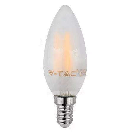 Bec cu filament LED E14 4W 6400K alb rece sticla mata V-TAC