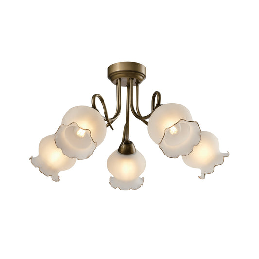 Candelabru COLUMBINE 5, KL105004, 5xE27, alb, alamă antichizată - eVoltaSmart