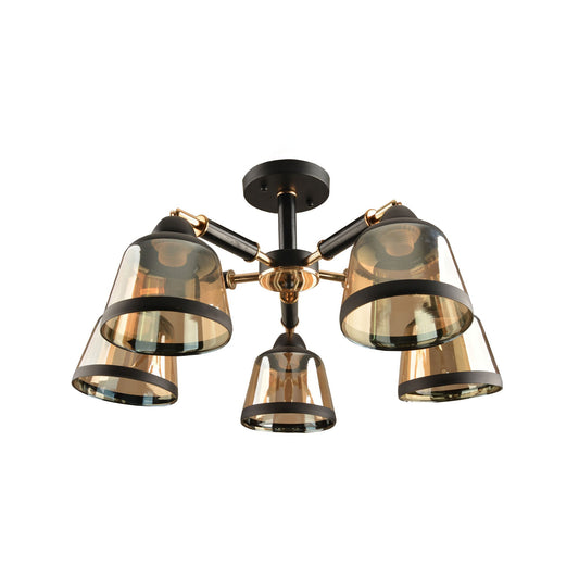 Candelabru DARKISH PL5, KL100038, 5xE27, ambra, negru - eVoltaSmart