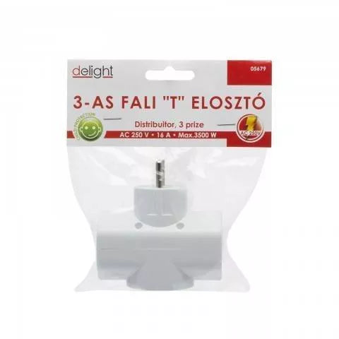 Distribuitor triplu T schuko la 3 schuko 3.500W 16A protectie copii Delight 05679