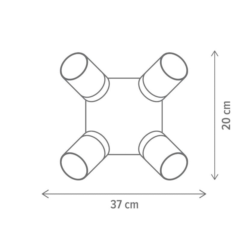 Plafoniera Hazy PL4 Klausen metal sticla fumurie negru, iluminat interior modern