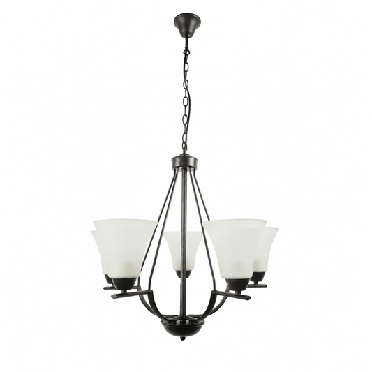 Lustra Midnight Negru+Alb 5xE27 40W - eVoltaSmart