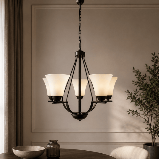 Lustra Midnight Negru+Alb 5xE27 40W - eVoltaSmart