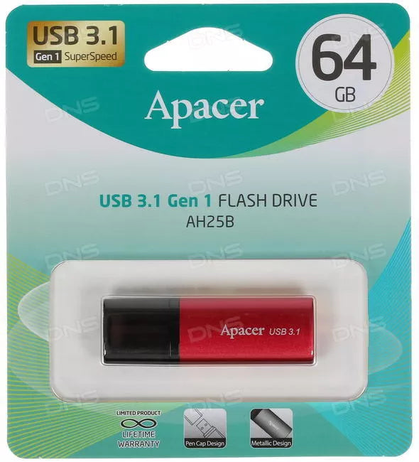 Memorie flash USB 3.2 64GB Apacer rosu AH25B