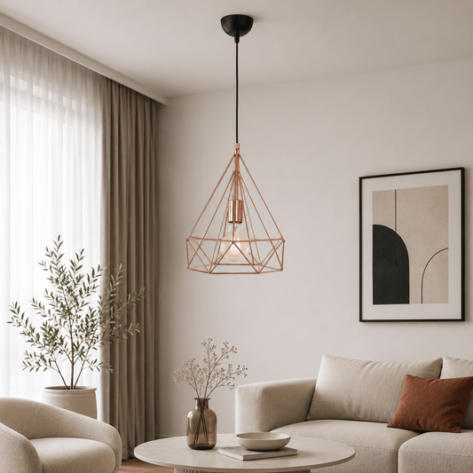 Pendul Piramit 1Xe27 Negru Cupru – OKTAY | 10101 - eVoltaSmart