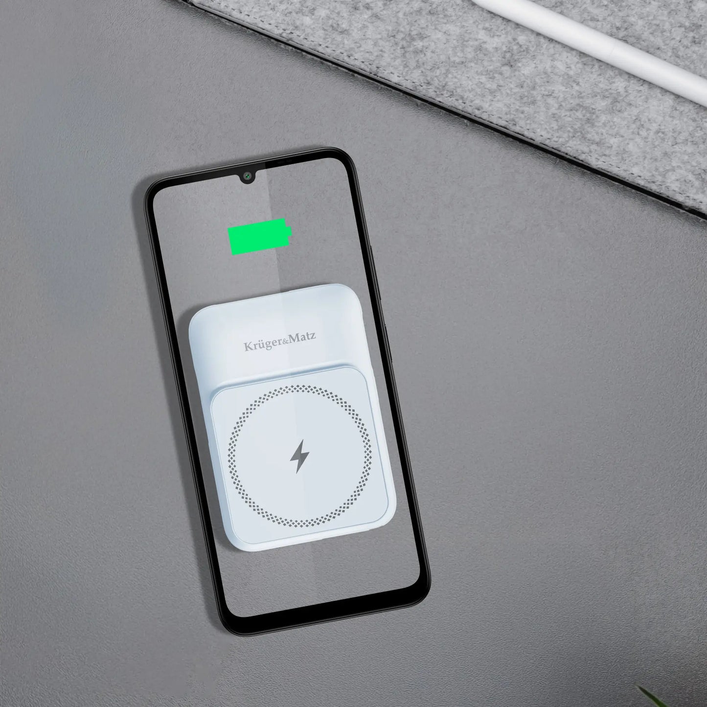 Power Bank inductie Kruger&Matz KM0913-BL 10000mAh Li-ion Mag Safe wireless 15W / USB-C 20W /USB-A 22.5W / Lightning 10W