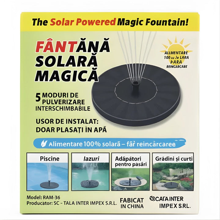 Pompa solara decorativa gradina cu panou solar integrat - oxigenare iaz si piscina