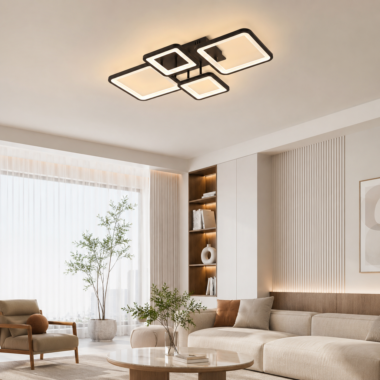 Plafoniera Ambient LED 70W 3CCT 3850lm, negru, Erste