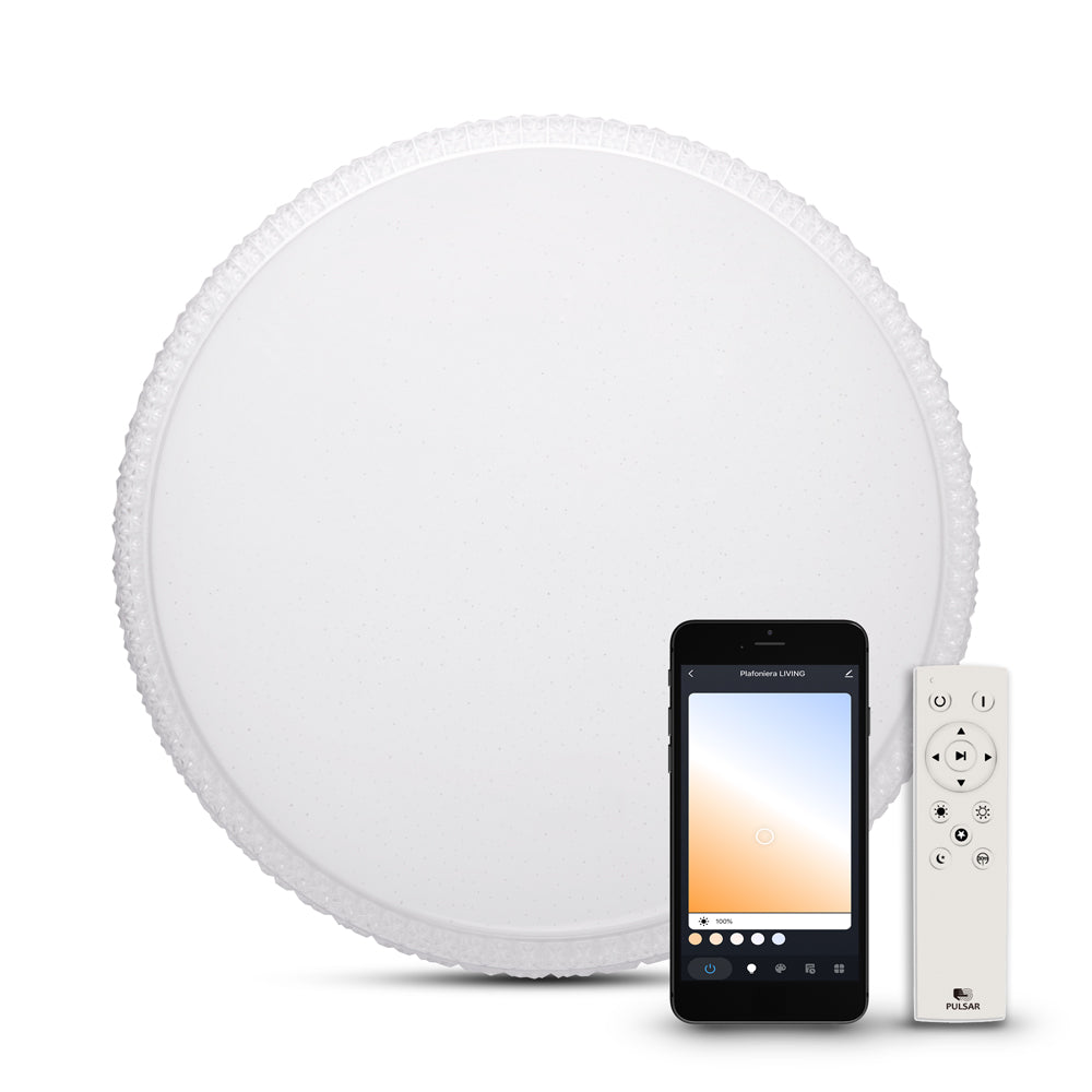 Plafoniera Smart Liuli 36W Pulsar - vedere frontala design modern IP20 control Tuya Bluetooth
