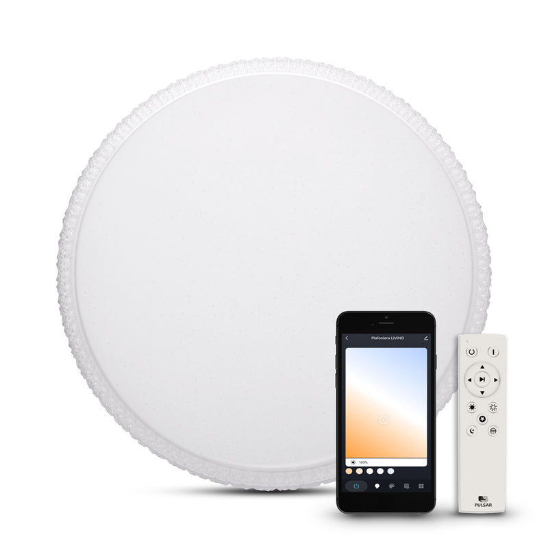 Plafoniera Smart Liuli 36W Pulsar - vedere frontala design modern IP20 control Tuya Bluetooth
