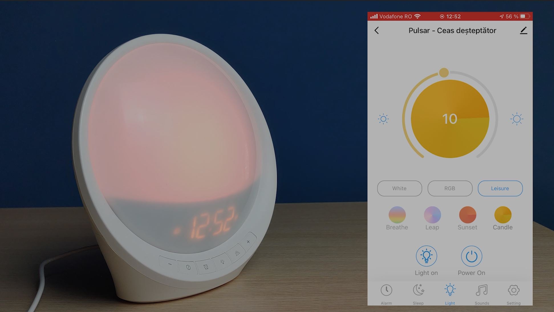 Ceas Smart Remy Pulsar 6W lumina RGB 2700-5700K noptiera dormitor control Tuya iOS Android
