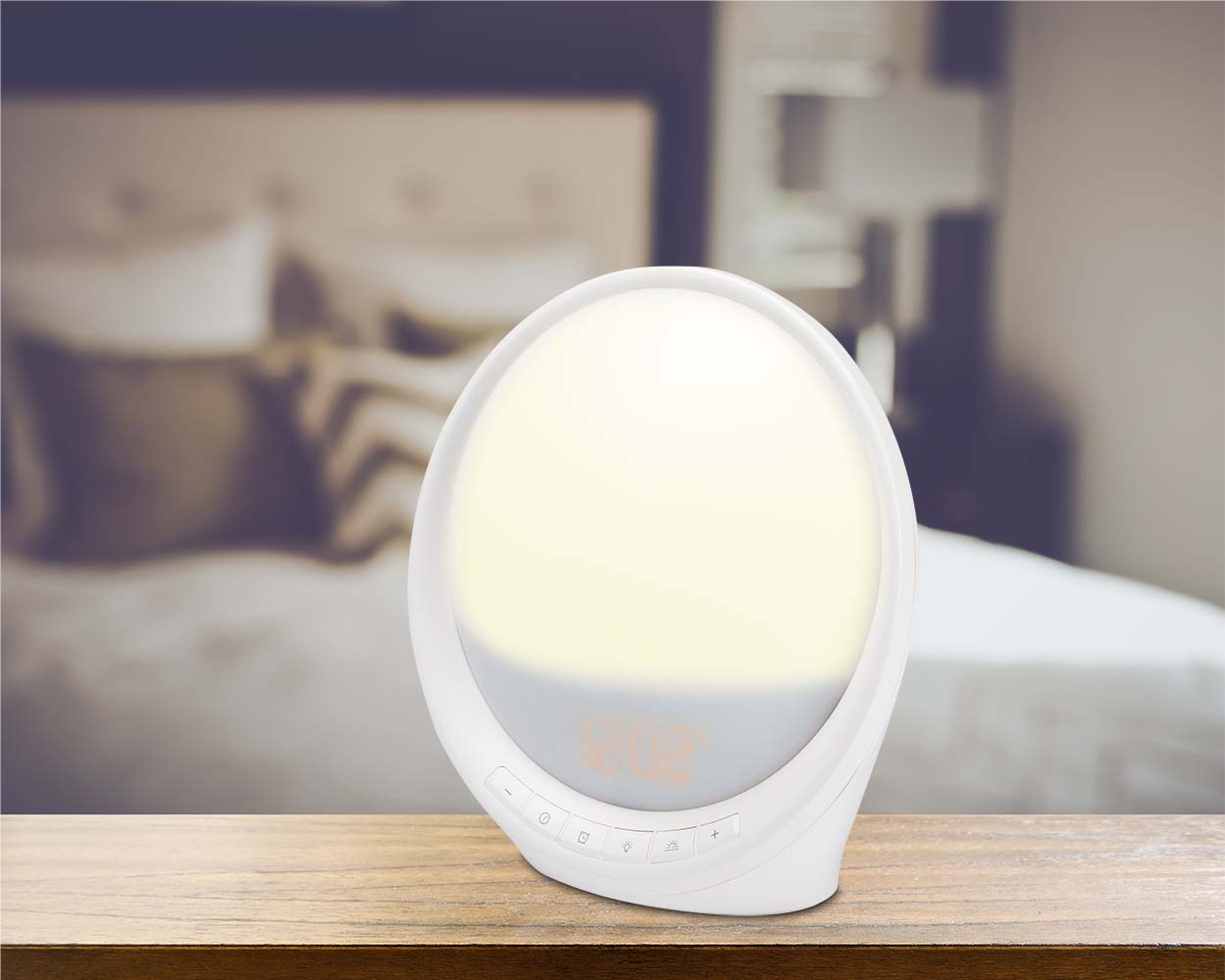 Ceas desteptator Smart Remy Pulsar - iluminare ambientala RGB CCT 4 alarme 17 sunete relaxare
