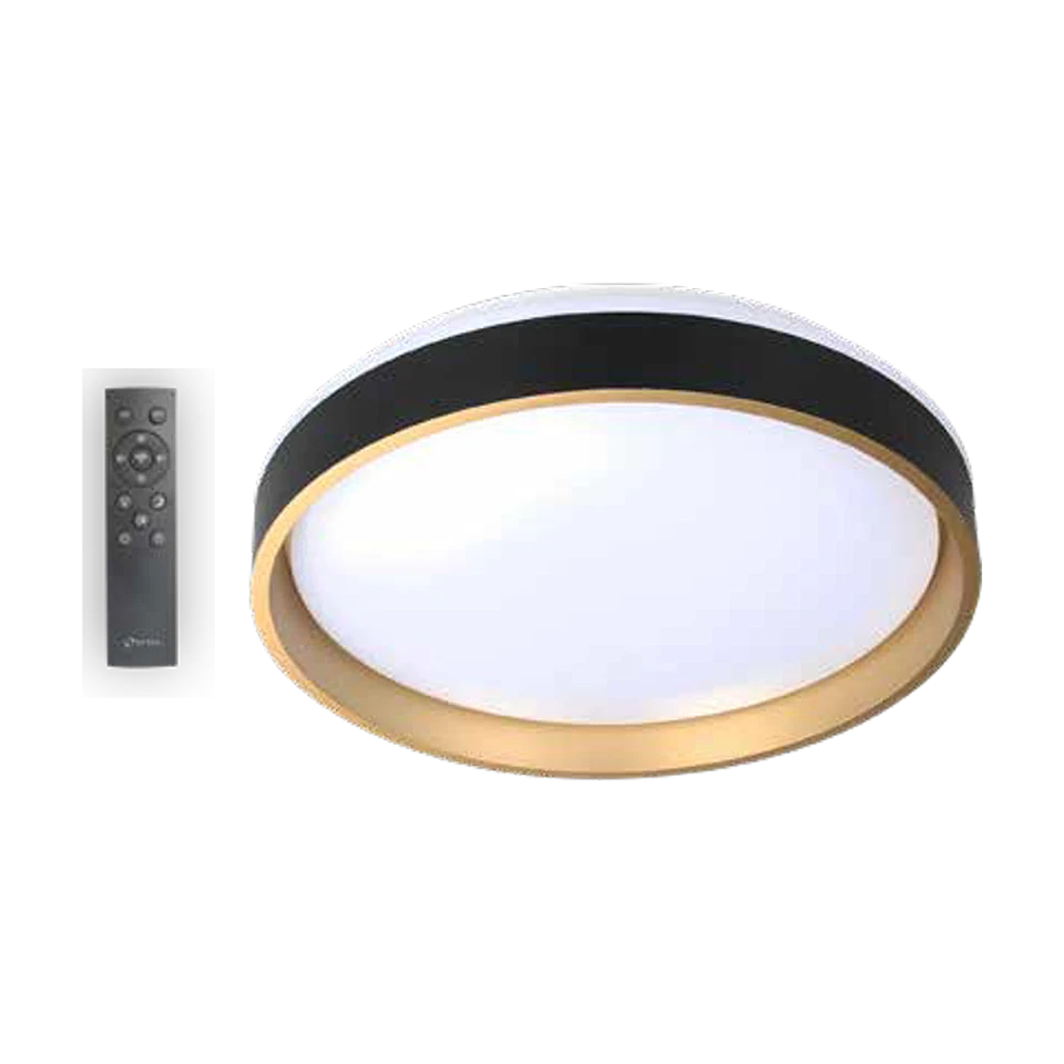 Plafoniera Blaze LED 32W Erste negru auriu metal CCT reglabil telecomanda iluminat interior - vedere frontala

