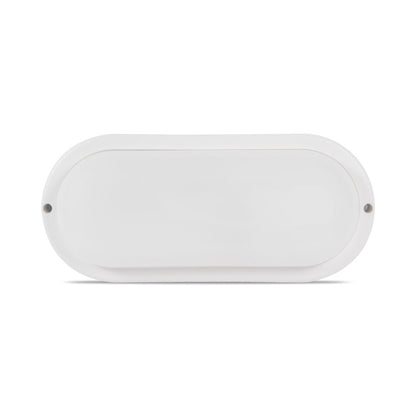 Corp iluminat LED oval 18W 4000K Novelite - vedere frontala design oval compact alb IP65
