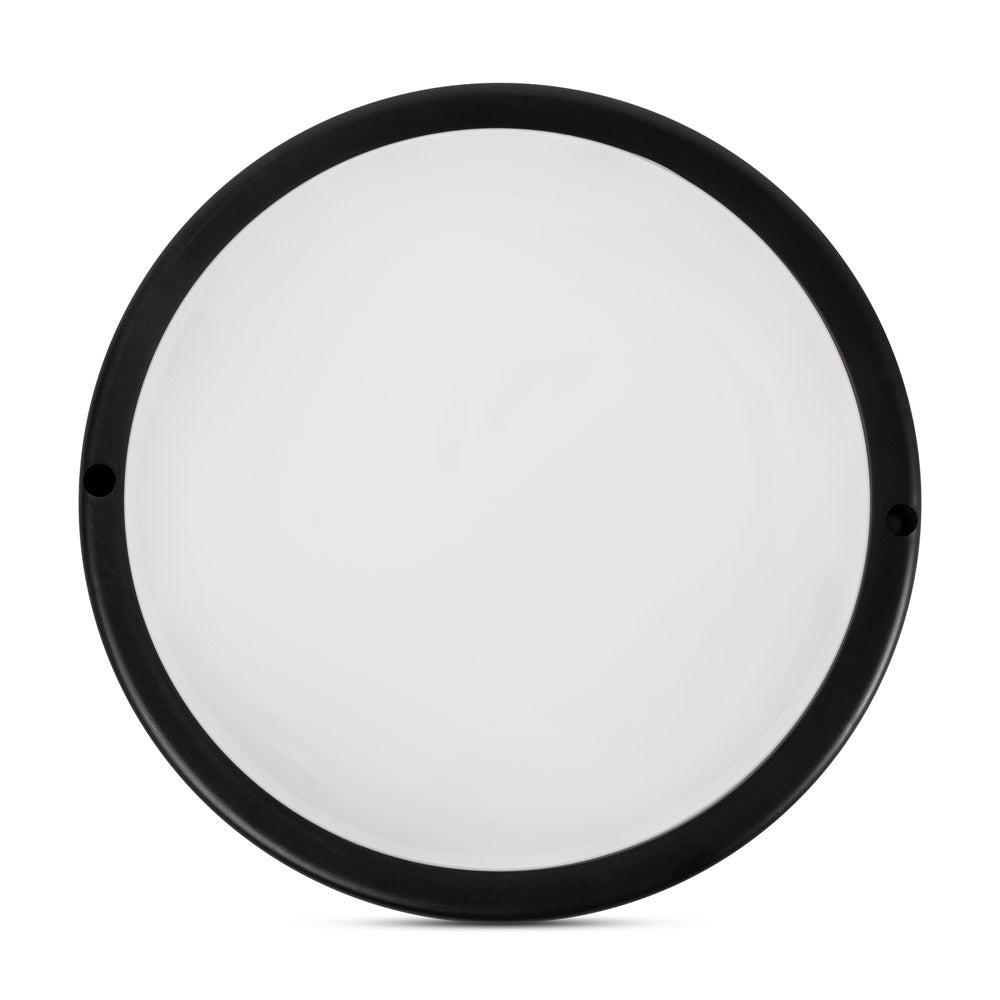 Corp iluminat LED rotund 12W 6400K Novelite - vedere frontala design circular compact negru IP65
