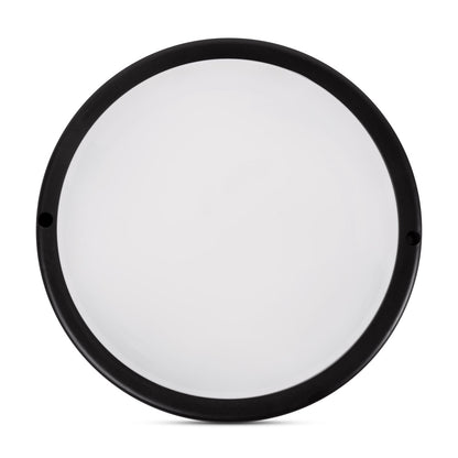 Corp iluminat LED rotund 12W 6400K Novelite - vedere frontala design circular compact negru IP65
