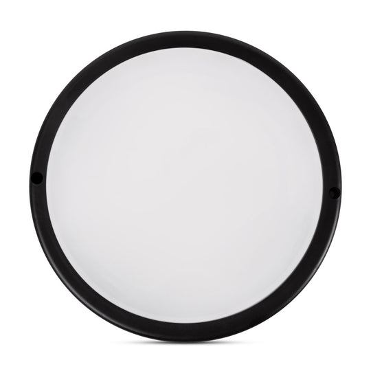 Corp iluminat LED rotund 12W 6400K Novelite - vedere frontala design circular compact negru IP65

