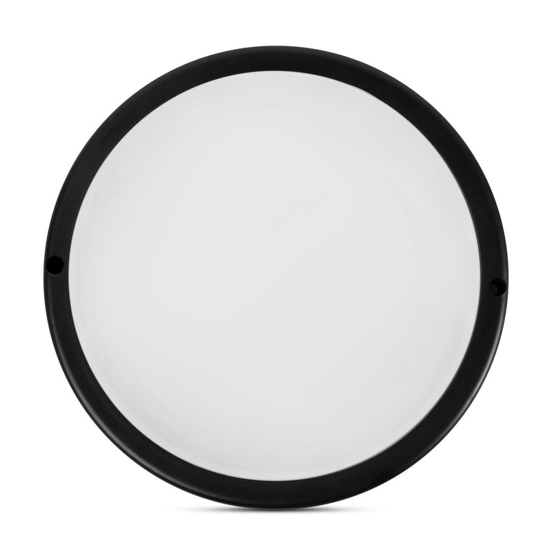 Corp iluminat LED rotund 12W 6400K Novelite - vedere frontala design circular compact negru IP65
