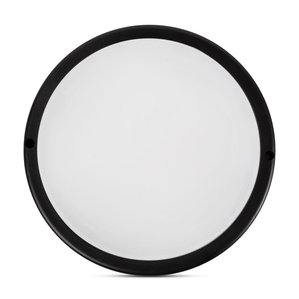 Corp iluminat LED rotund 18W 6400K Novelite - vedere frontala design circular compact negru IP65
