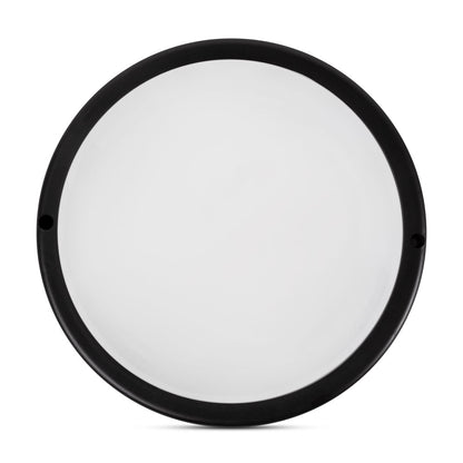 Corp iluminat LED rotund 18W 6400K Novelite - vedere frontala design circular compact negru IP65
