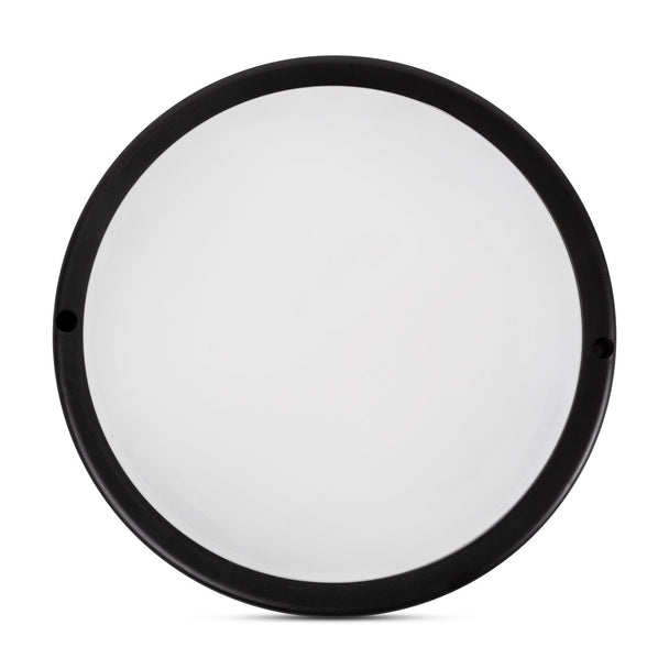 Corp iluminat LED rotund 18W 6400K Novelite - vedere frontala design circular compact negru IP65
