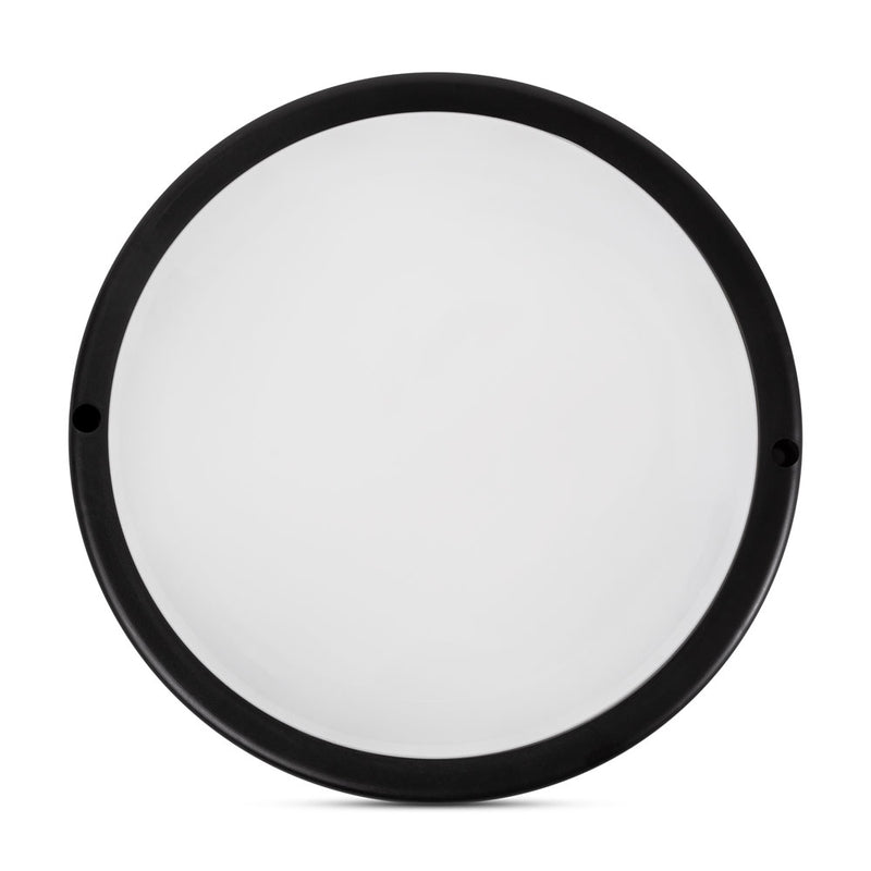 Corp iluminat LED rotund 18W 6400K Novelite - vedere frontala design circular compact negru IP65
