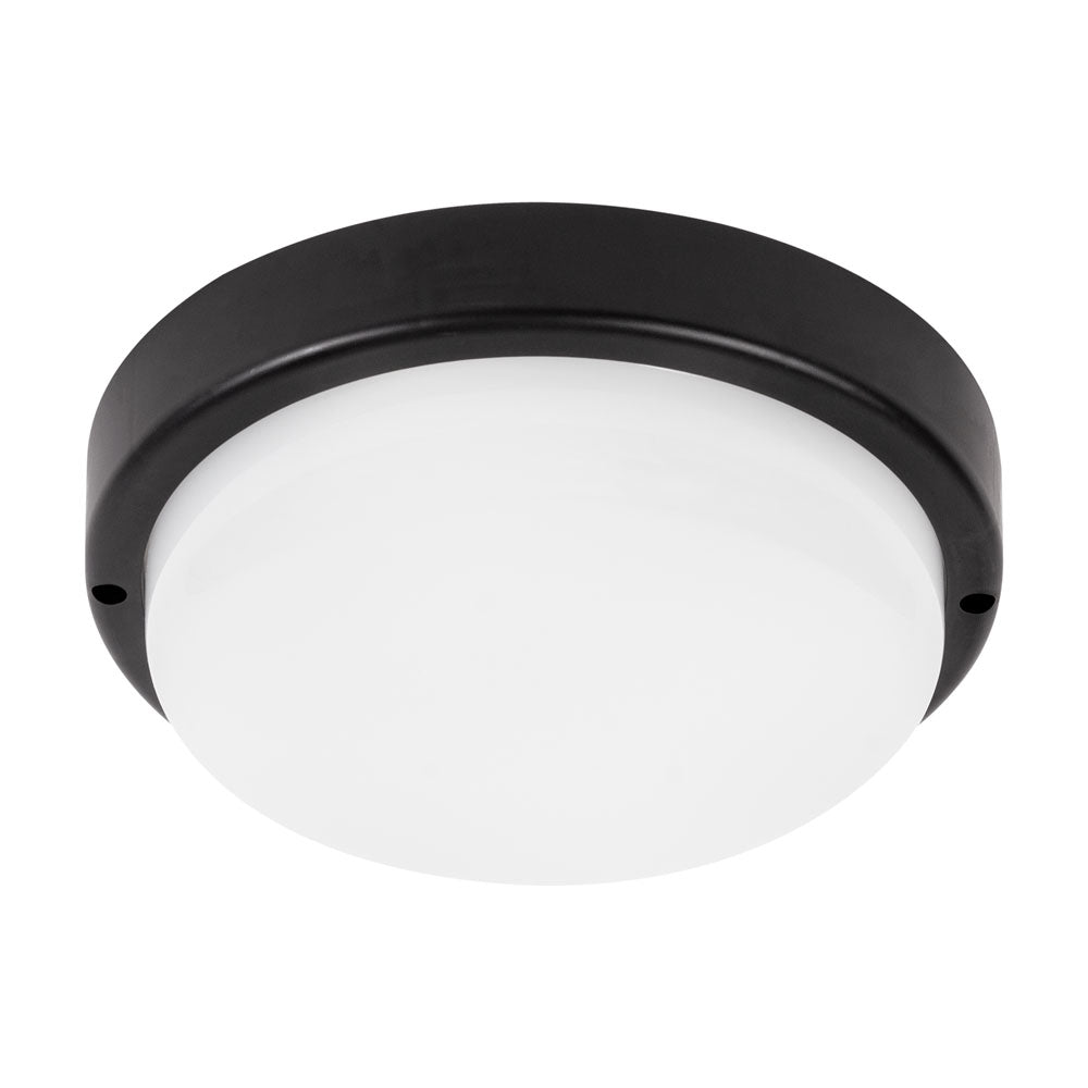 Plafoniera LED rotunda Novelite 18W 6400K lumina rece negru mat IP65 fatada terasa parcare exterior
