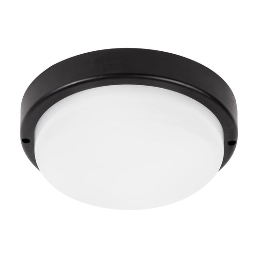 Plafoniera LED rotunda Novelite 18W 6400K lumina rece negru mat IP65 fatada terasa parcare exterior
