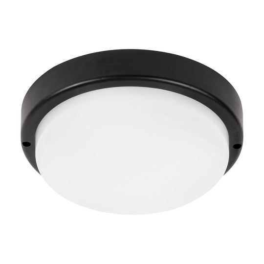 Plafoniera LED rotunda Novelite 18W 6400K lumina rece negru mat IP65 fatada terasa parcare exterior
