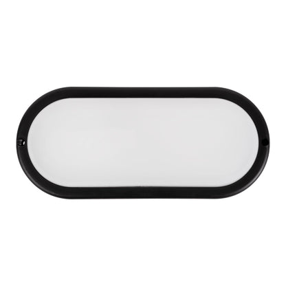 Corp iluminat LED oval 12W 6400K Novelite - vedere frontala design oval compact negru mat IP65
