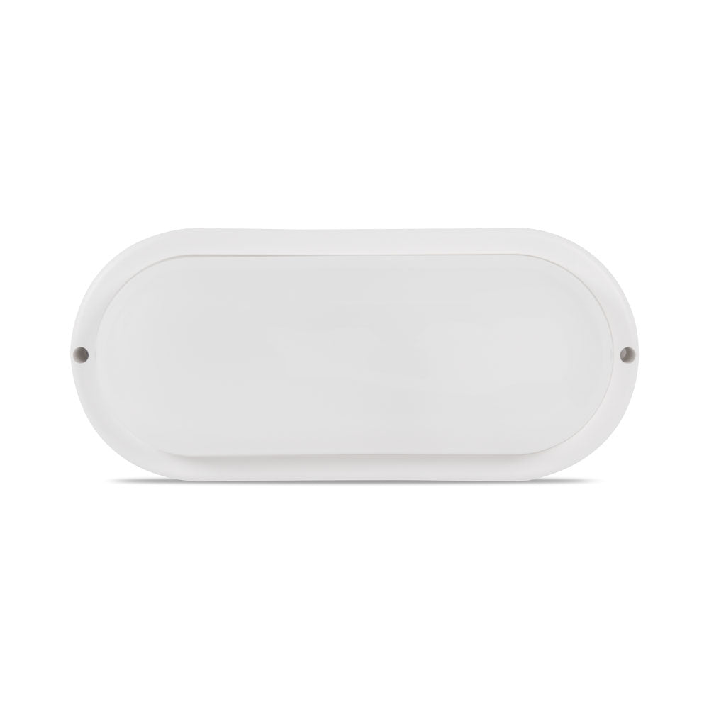 Corp iluminat LED oval 18W 6400K Novelite - vedere frontala design oval compact alb IP65
