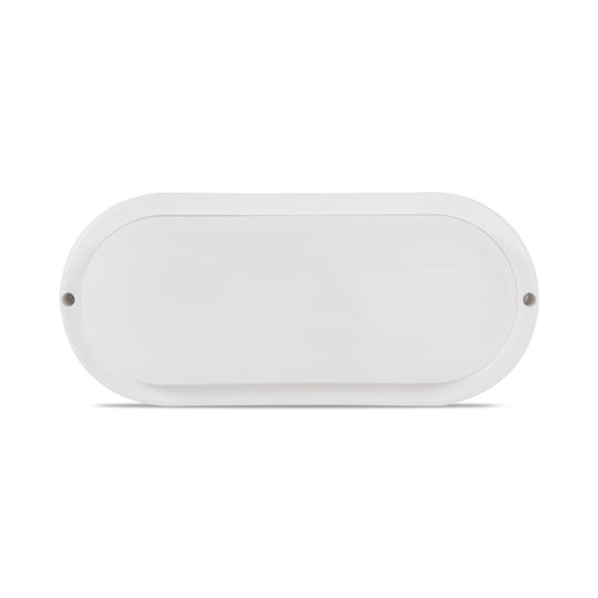 Corp iluminat LED oval 18W 6400K Novelite - vedere frontala design oval compact alb IP65
