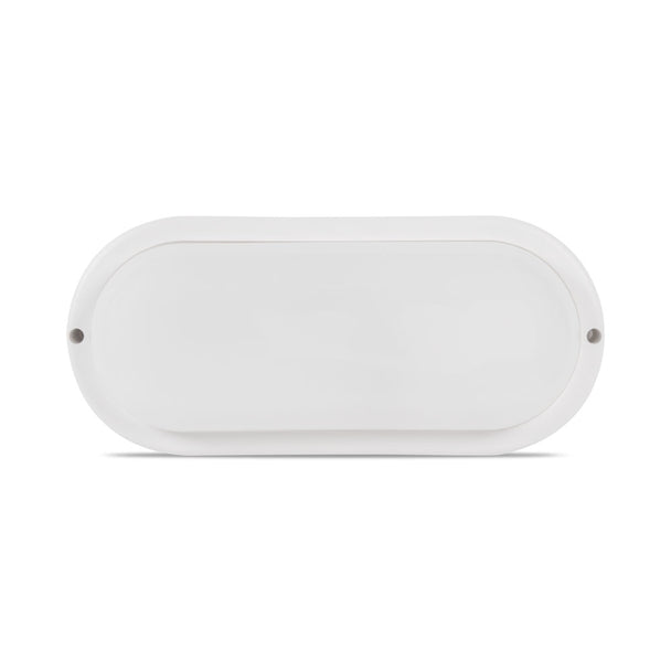 Corp iluminat LED oval 18W 6400K Novelite - vedere frontala design oval compact alb IP65
