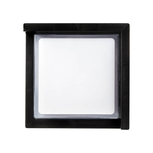 Aplica Siera LED Patrat 12W Erste IP65 - detaliu lumina rece 6000K pe fatada

