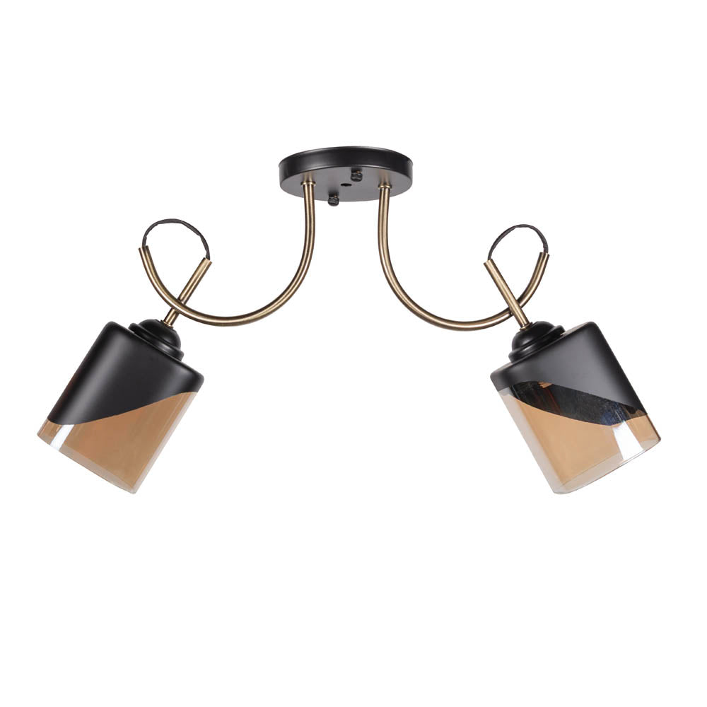 Lustra living Smoky Erste design modern negru cu detalii aurii