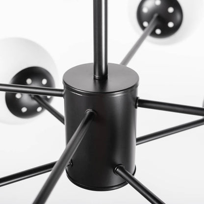 Vedere de jos pendul spider Lace 8xE27 negru Erste - distribuție lumină 360 grade tavan